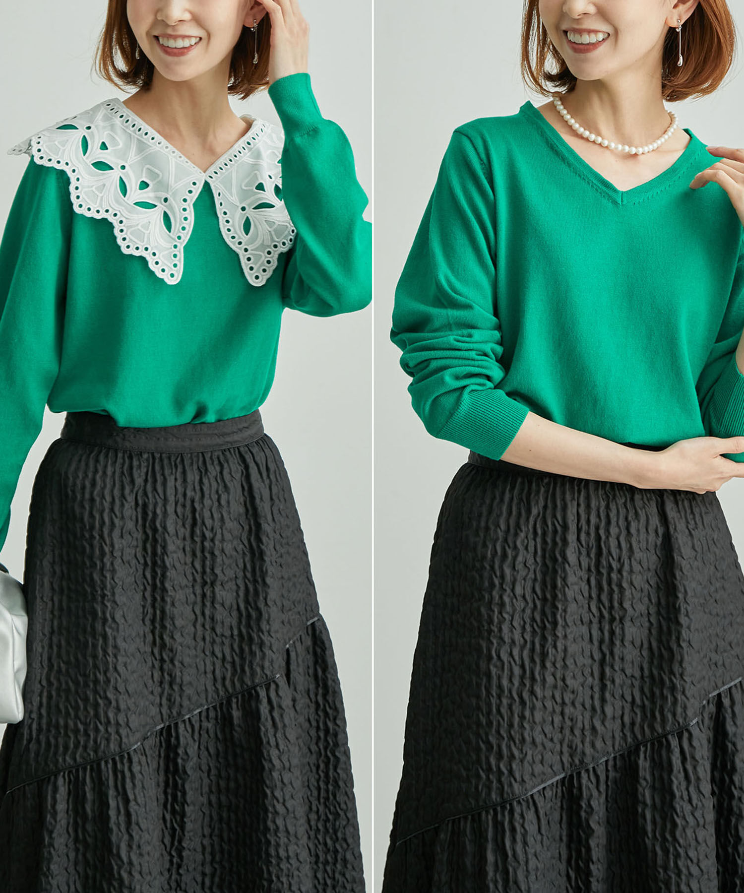 Rope&rsquo;Picnic「レース衿ニットプルオーバー」|ニット・セーター|