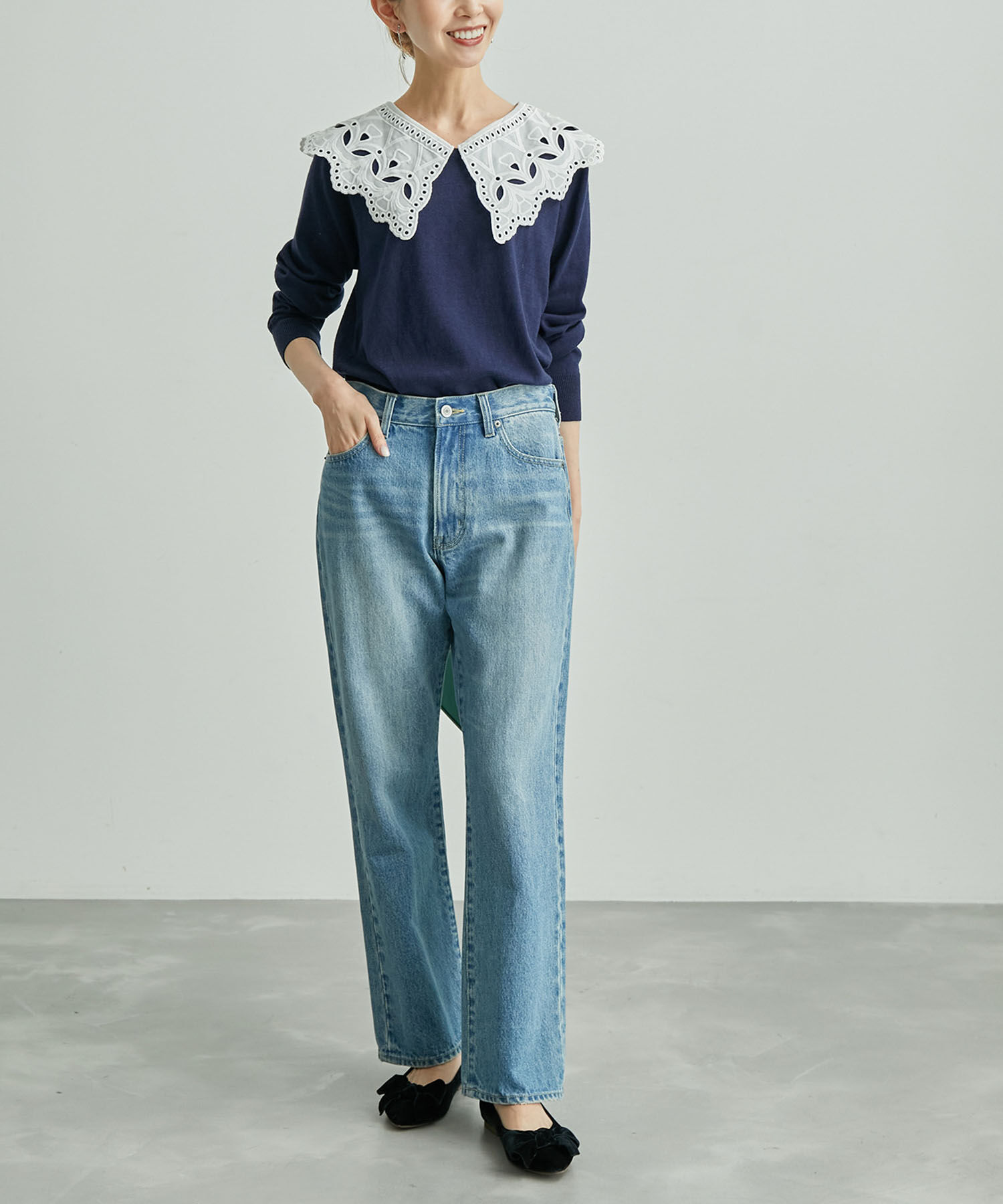 Rope&rsquo;Picnic「レース衿ニットプルオーバー」|ニット・セーター|