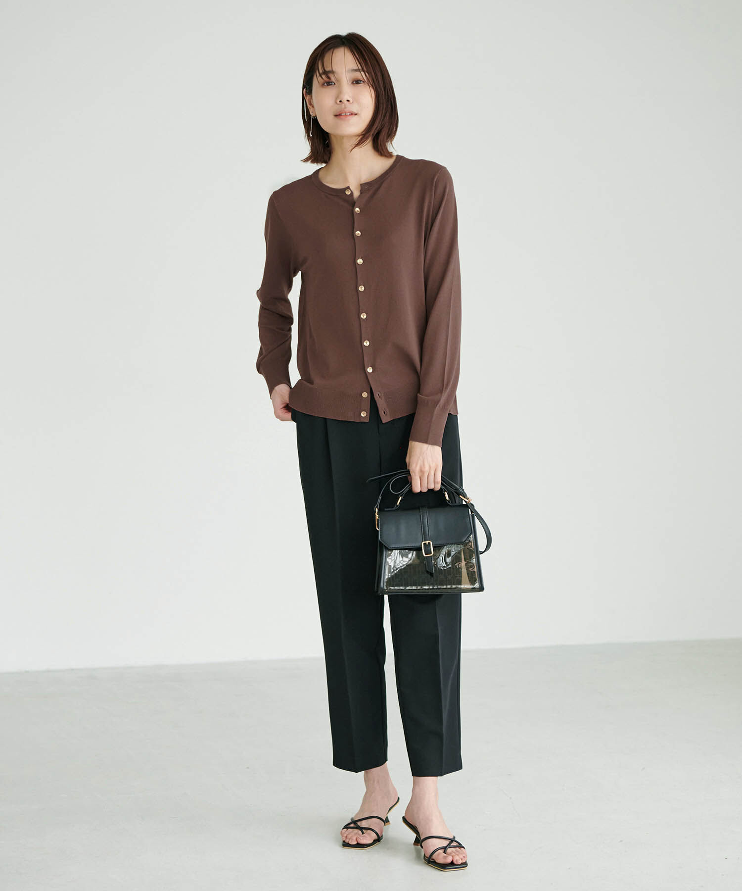 Rope&rsquo;Picnic「【WEB限定カラー:ネイビー】UVカット＆洗濯機OK/クルーネックカーディガン」|カーディガン|