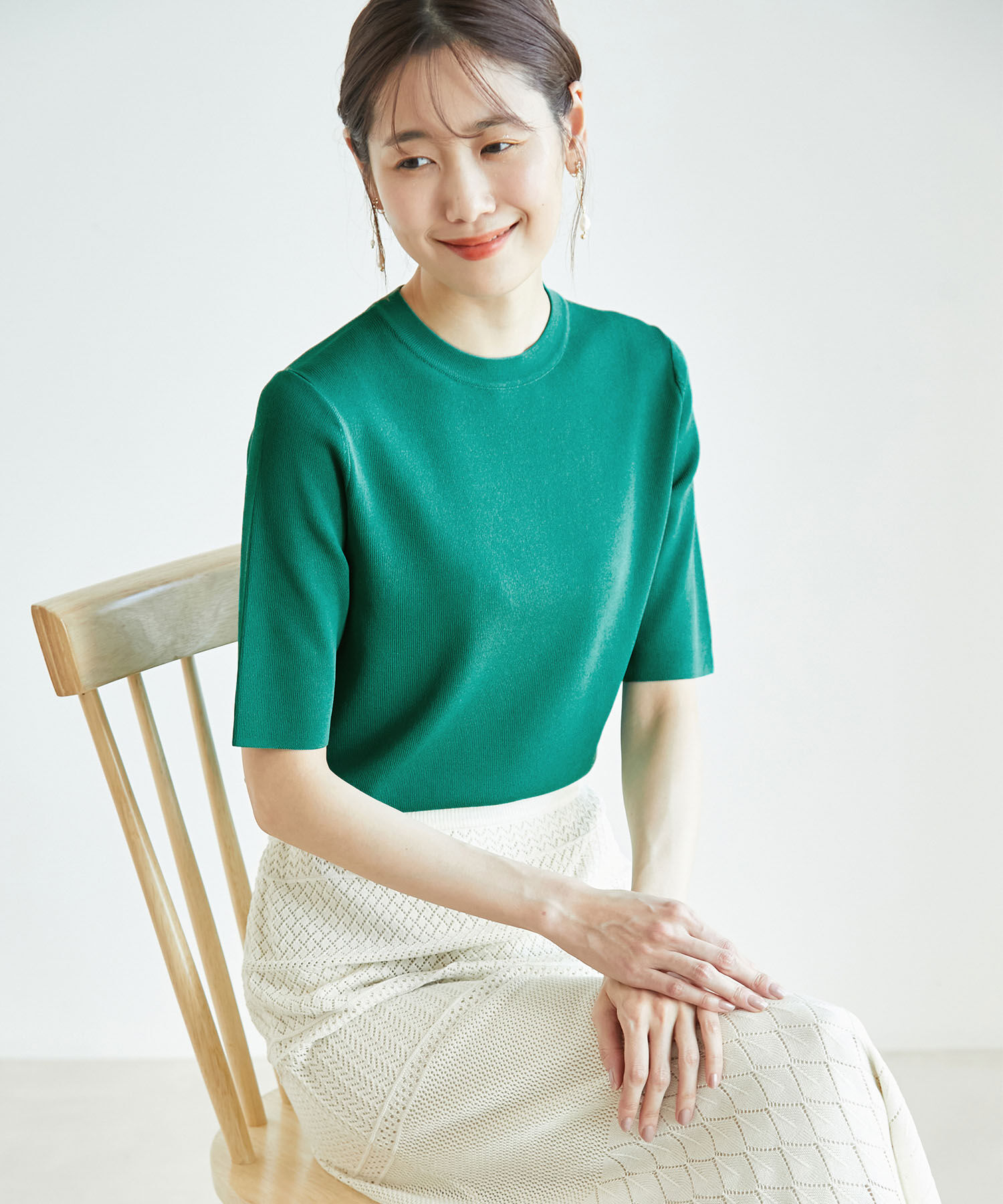 Rope&rsquo;Picnic「Beauty knit/ハーフスリーブニットトップス/WEB限定カラーあり」|ニット・セーター|