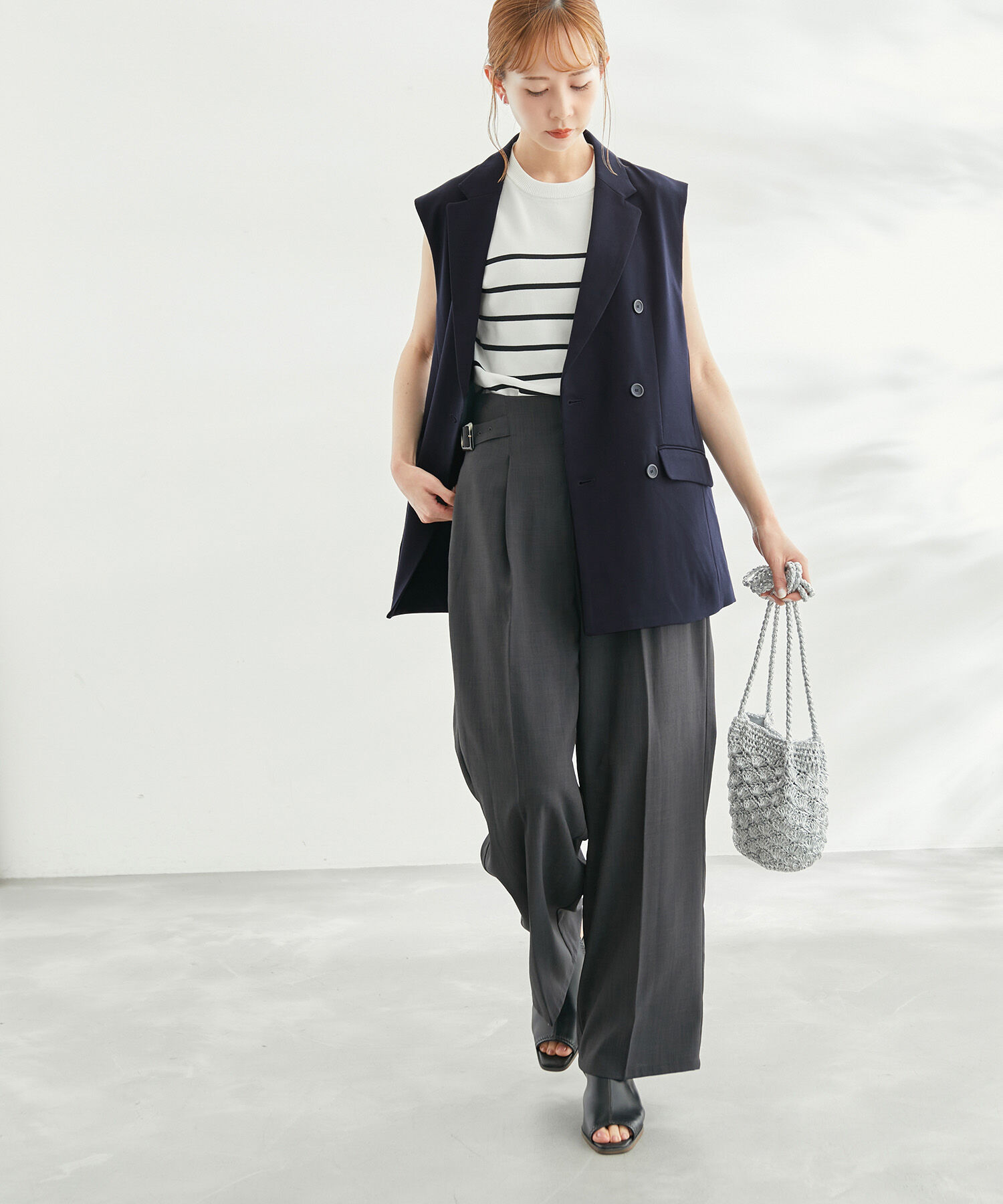 Rope&rsquo;Picnic「【一部店舗限定カラー:ブラック】スリーブレスダブルジャケット　ジレ」|ベスト・ジレ|