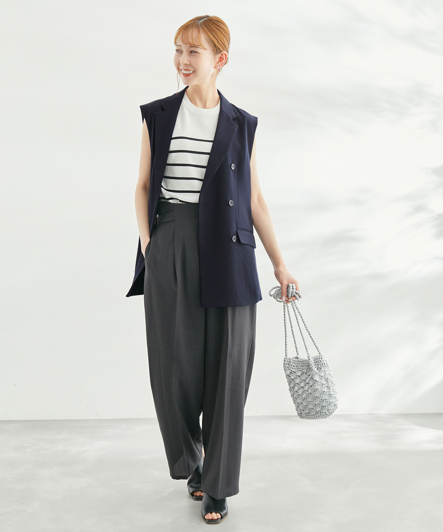 Rope&rsquo;Picnic「【一部店舗限定カラー:ブラック】スリーブレスダブルジャケット　ジレ」|ベスト・ジレ|