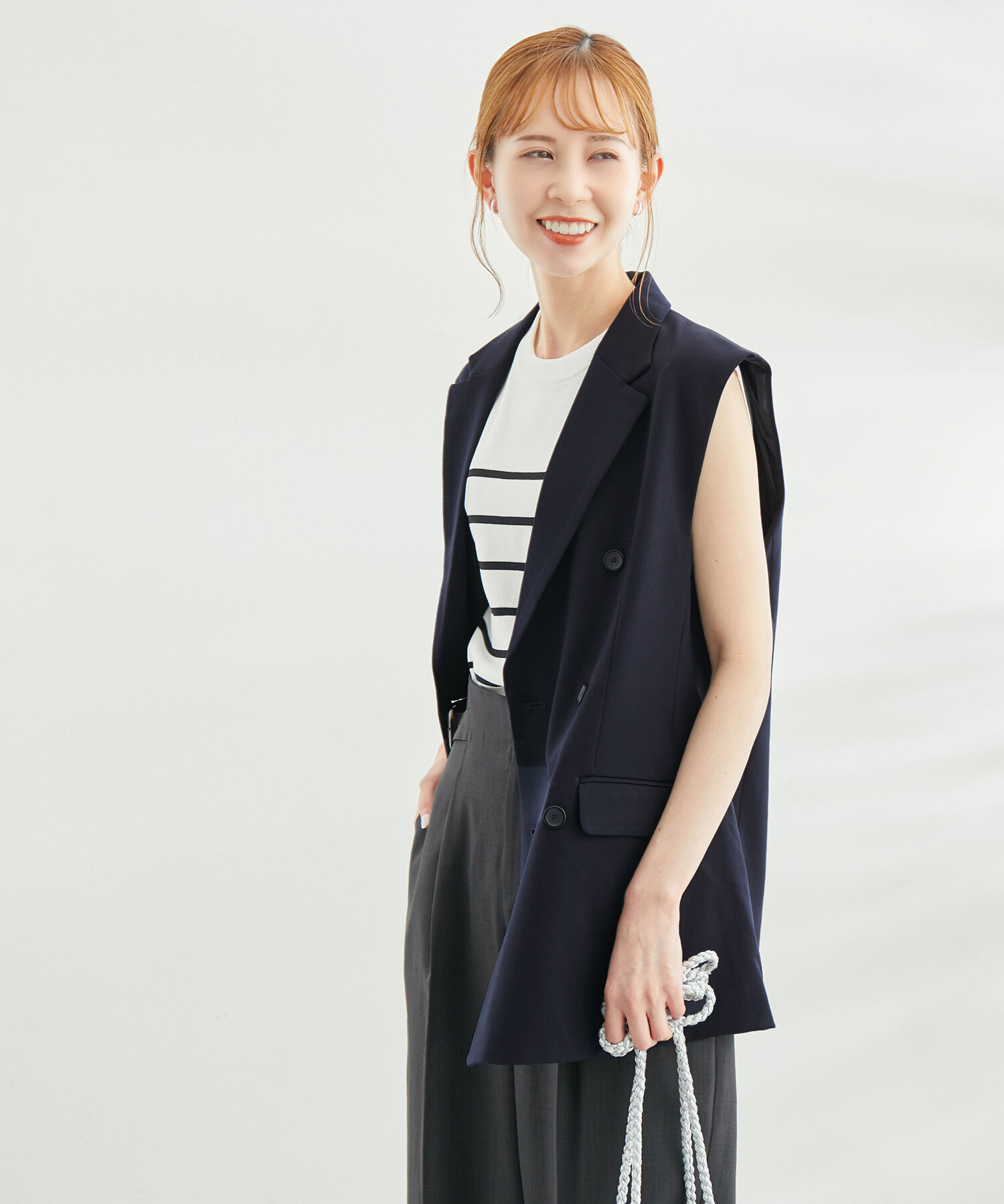 Rope&rsquo;Picnic「【一部店舗限定カラー:ブラック】スリーブレスダブルジャケット　ジレ」|ベスト・ジレ|