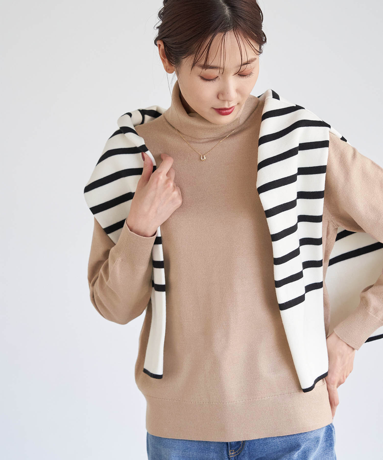 Rope&rsquo;Picnic「アンチピリング天竺タートルネックプルオーバー」|ニット・セーター|