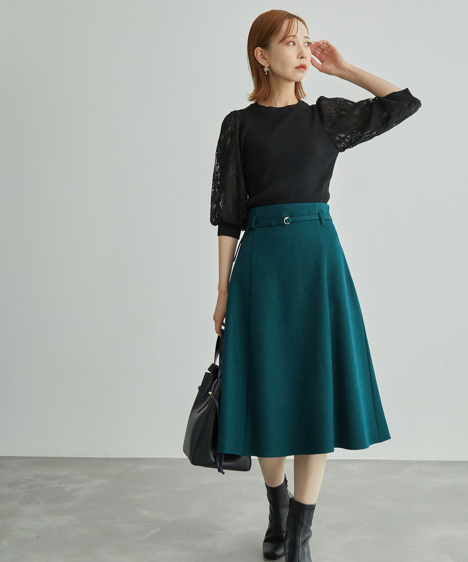 Rope&rsquo;Picnic「袖レースニットプルオーバー」|ニット・セーター|