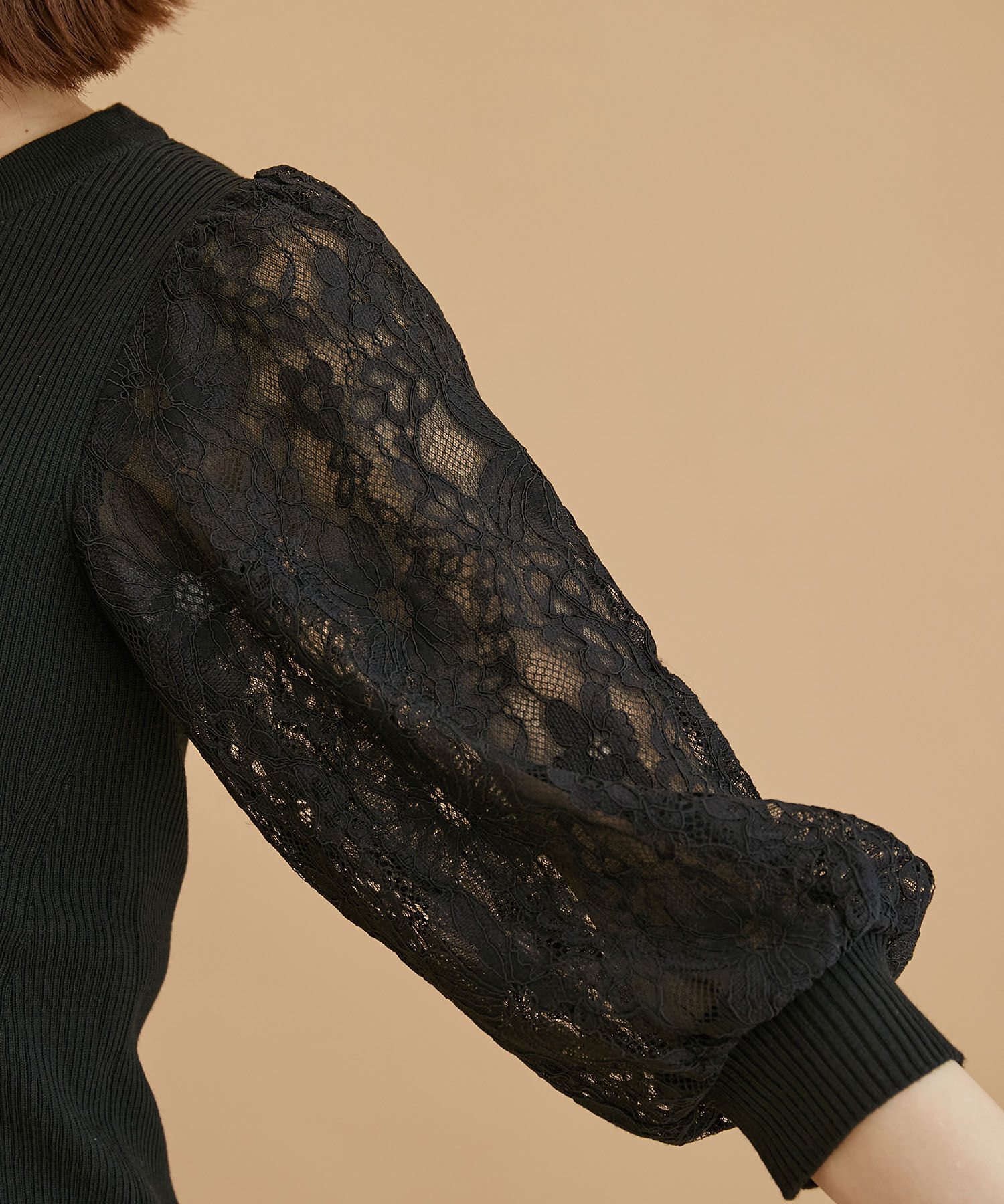 Rope&rsquo;Picnic「袖レースニットプルオーバー」|ニット・セーター|