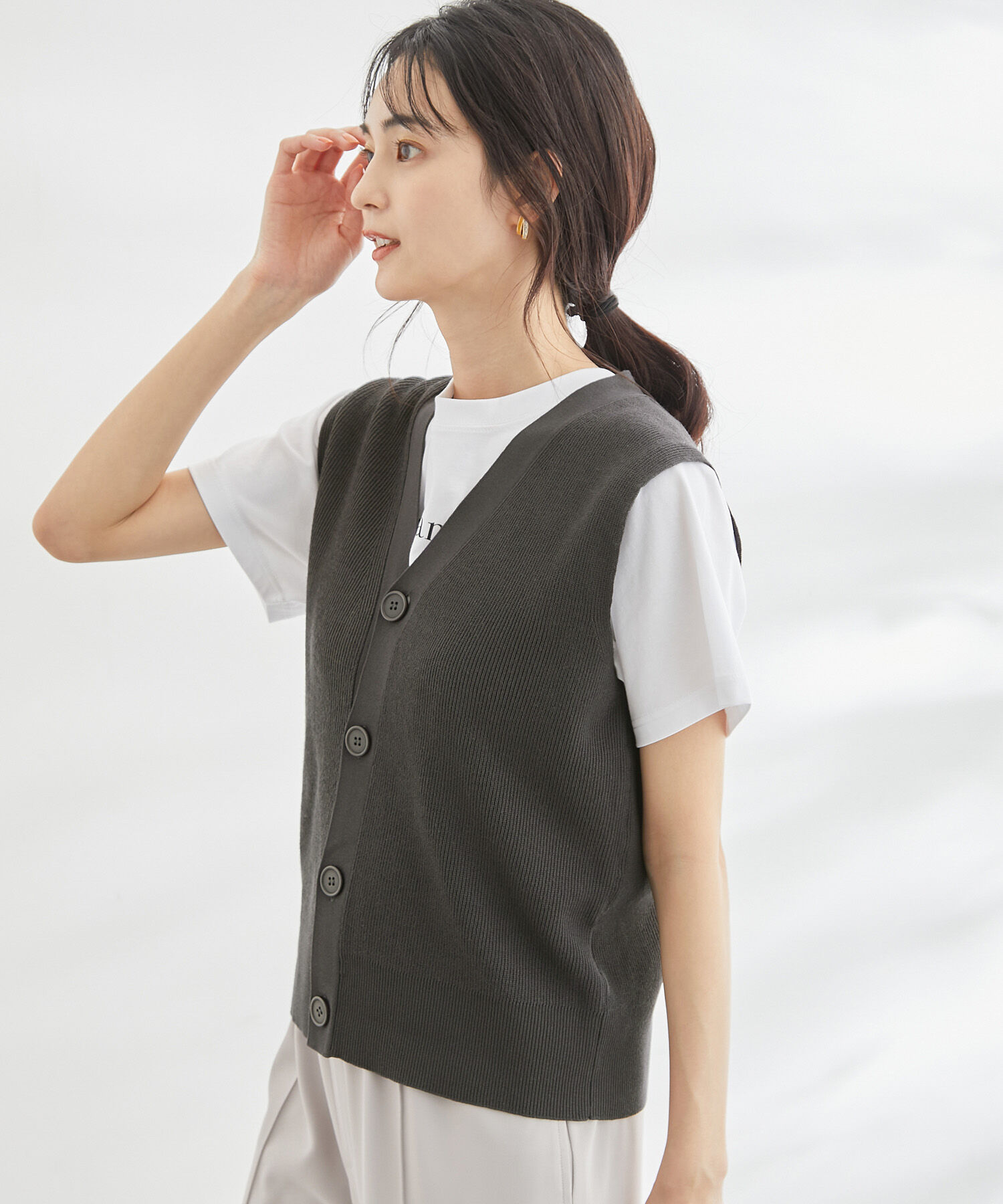 Rope&rsquo;Picnic「スリーブレスカーディガン　ベスト」|ベスト・ジレ|