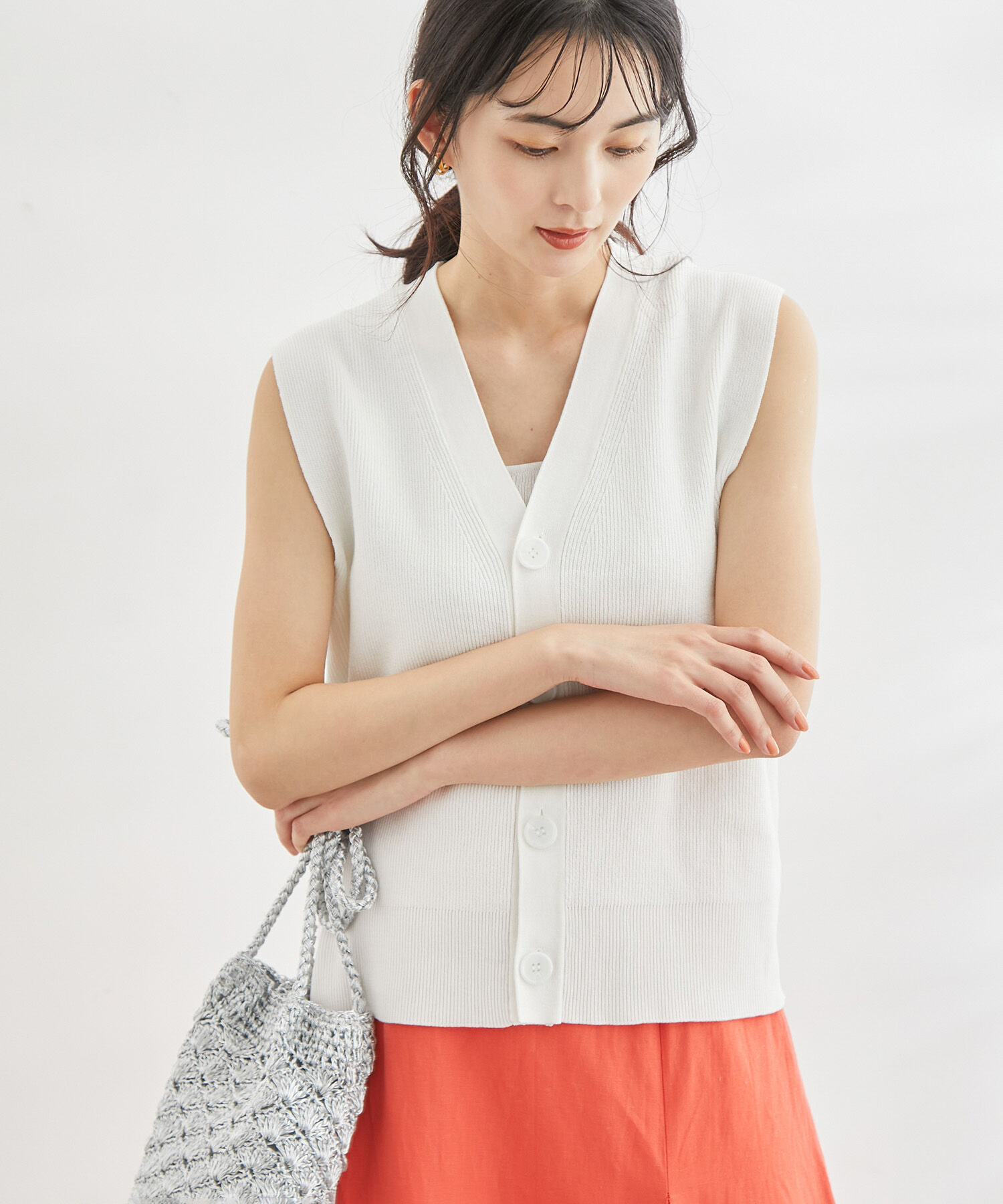 Rope&rsquo;Picnic「スリーブレスカーディガン　ベスト」|ベスト・ジレ|オフホワイト(15)