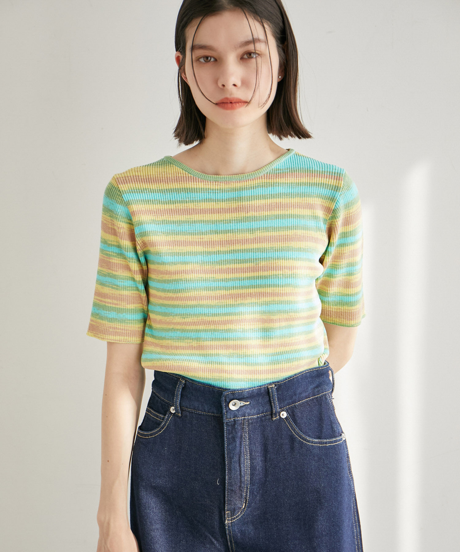 ROPE' PICNIC R「リンクコーデ/グラデーションニットハーフスリーブ」|ニット・セーター|