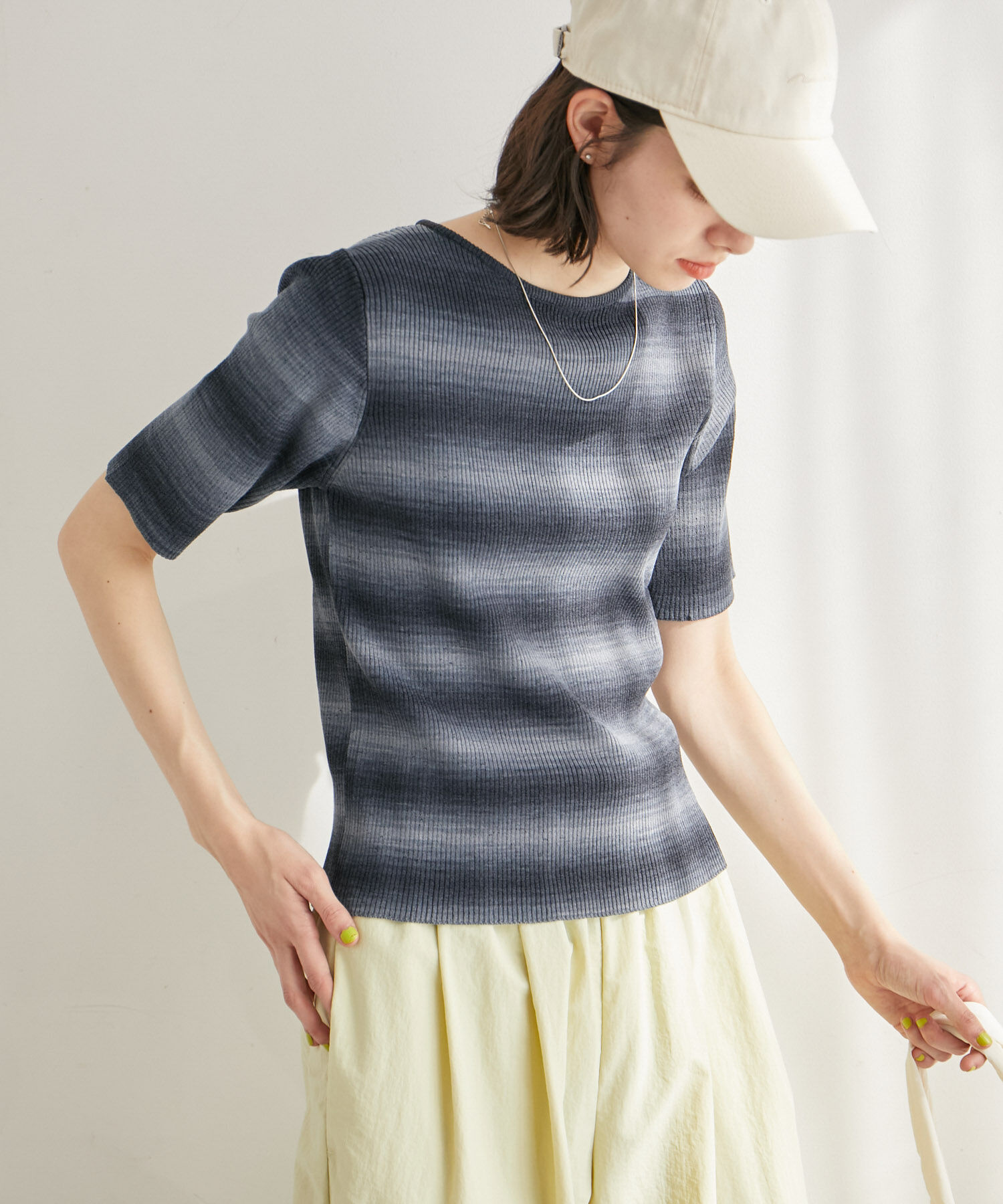 ROPE' PICNIC R「リンクコーデ/グラデーションニットハーフスリーブ」|ニット・セーター|