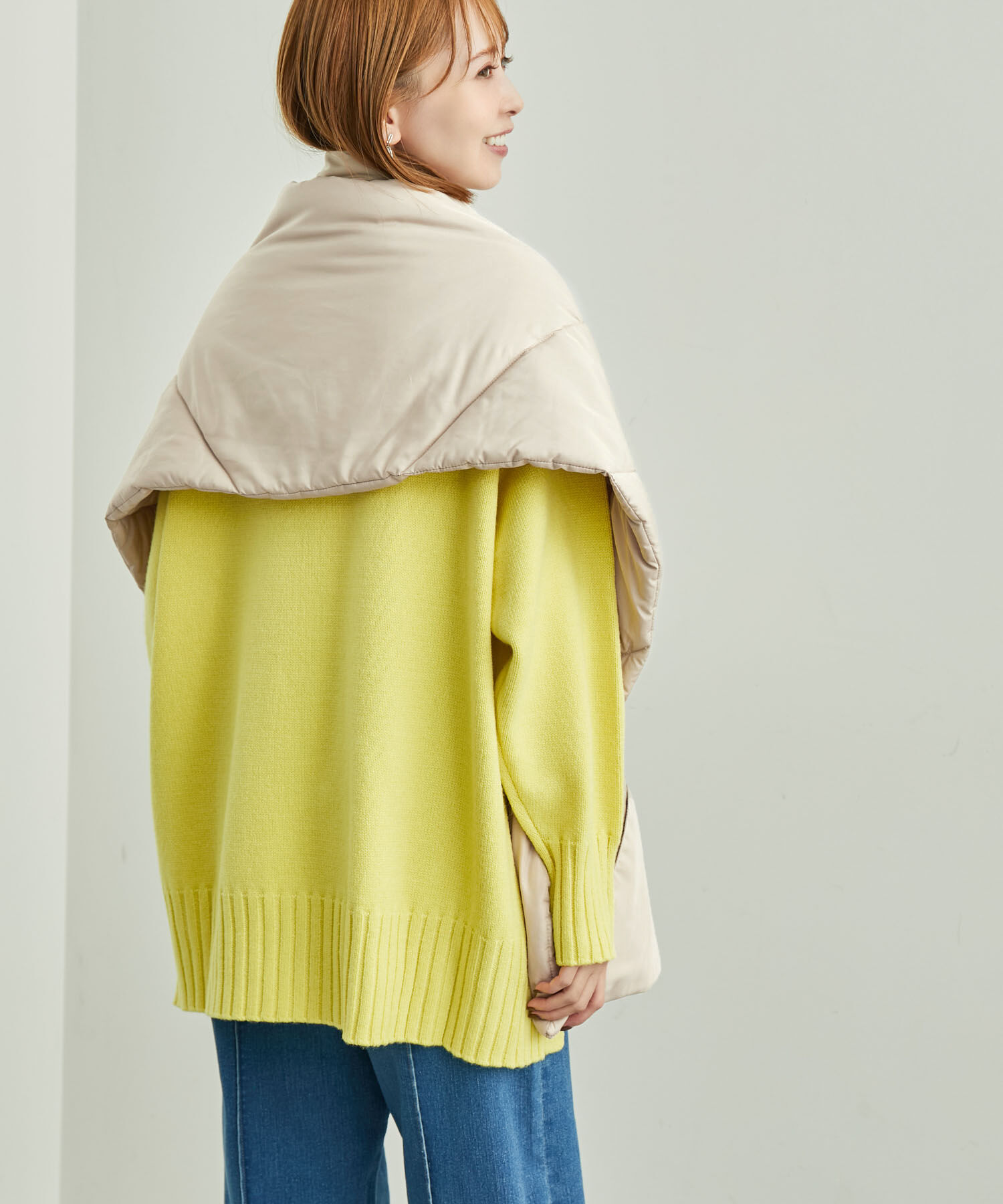 ROPE PICNIC PASSAGE「【一部店舗限定カラー:ブラウン,パープル】リンクコーデ /蓄熱中わたキルティングストールポンチョ」|ストール|