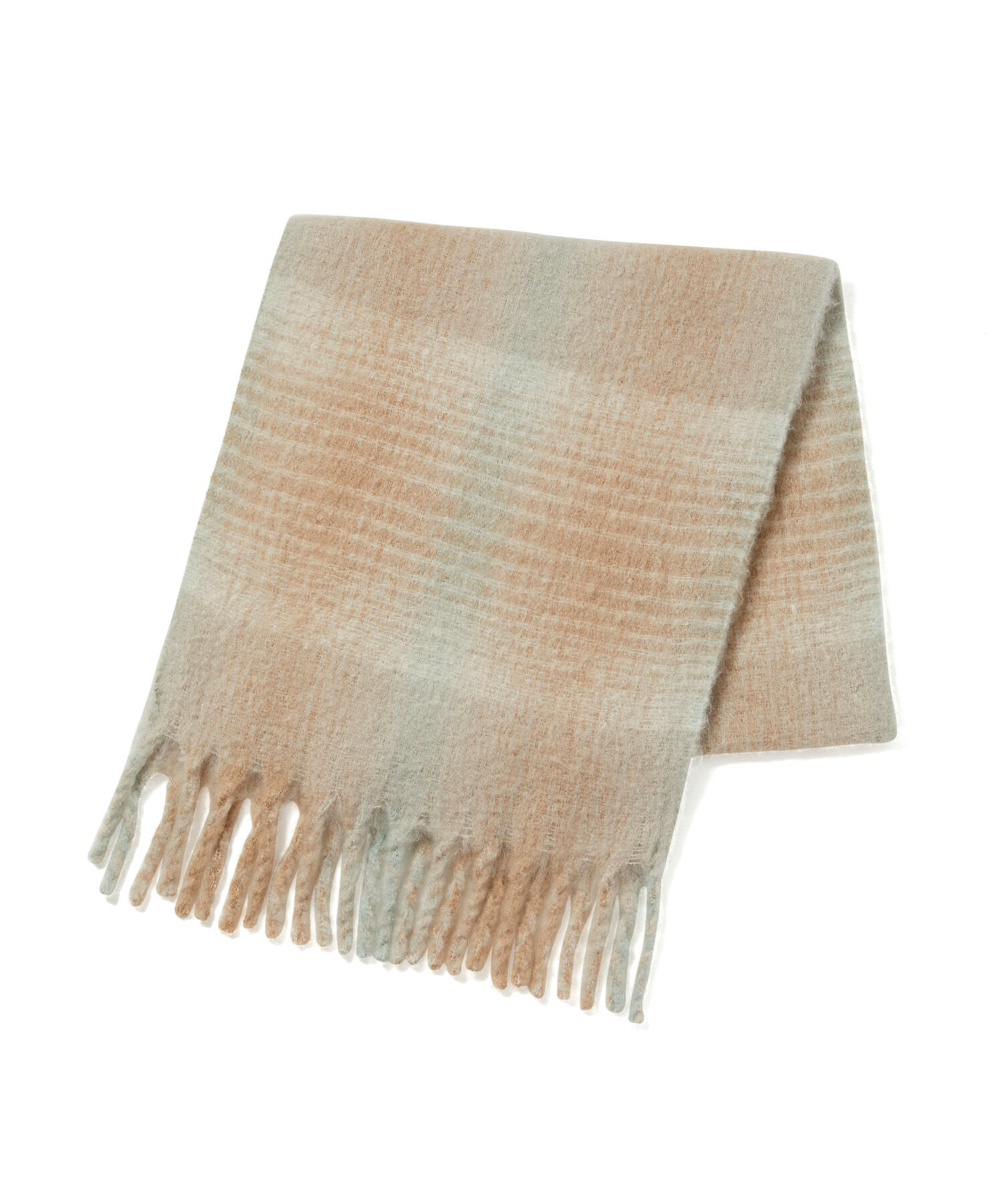 ROPE PICNIC PASSAGE「【WEB限定カラー:ブラウン】リサイクルヤーンチェックバルキーフリンジストール」|ストール|