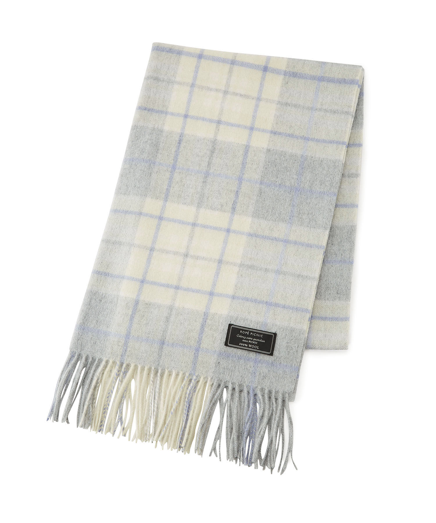 ROPE PICNIC PASSAGE「ウールチェックストール」|ストール|ライトグレー(08)