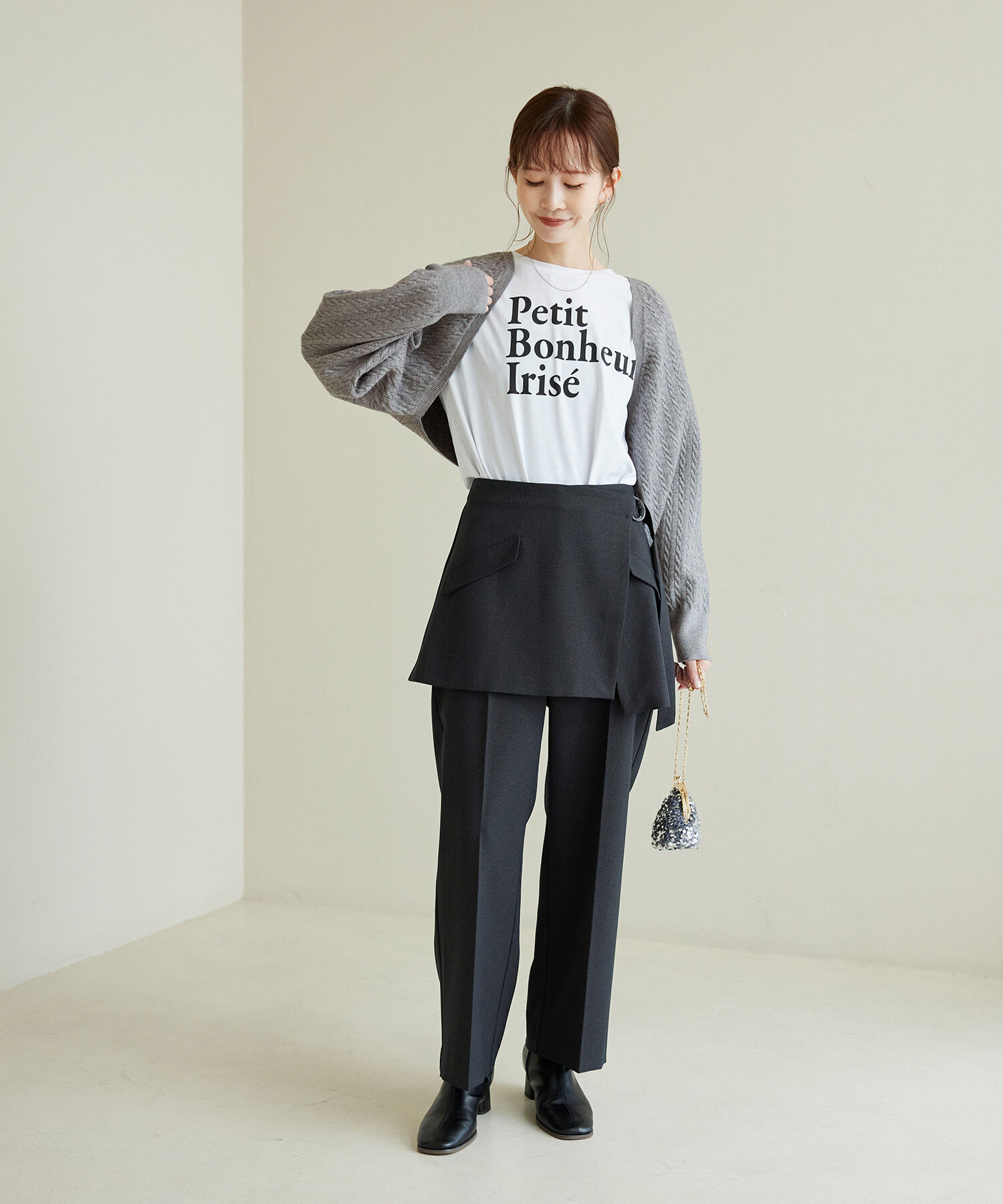 ROPE PICNIC PASSAGE「ケーブル編みニットアームボレロ」|カーディガン|