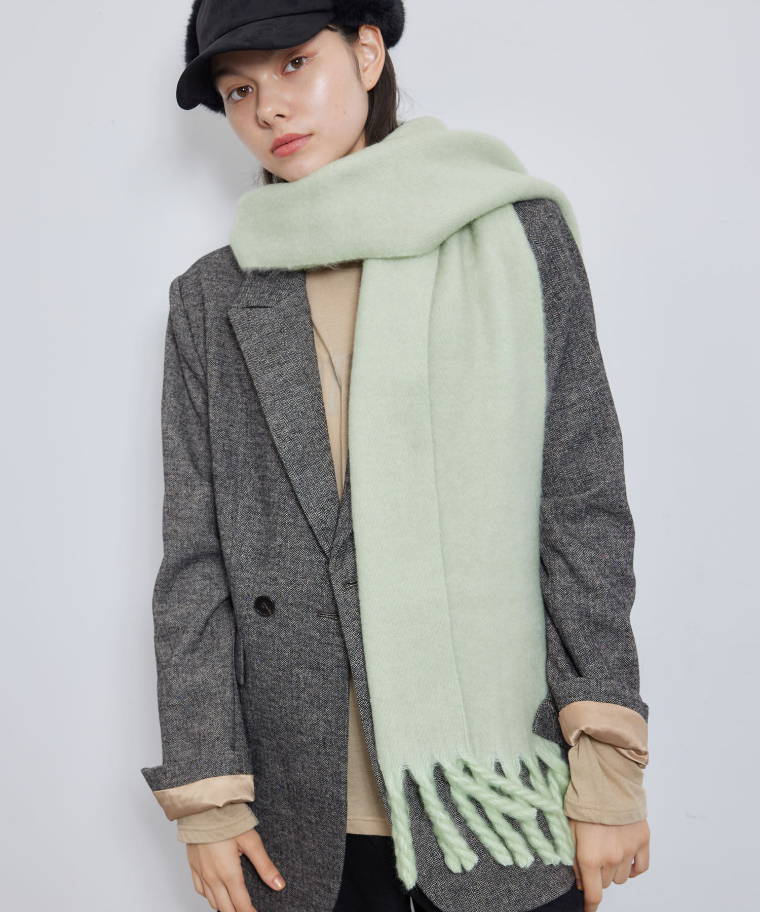 ROPE PICNIC PASSAGE「ミックスヤーンバルキーフリンジマフラー」|マフラー|