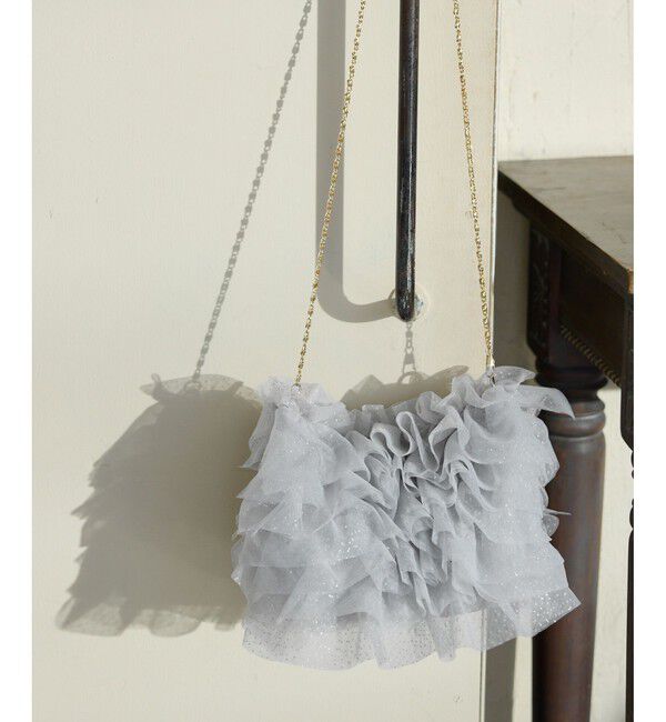 ROPE PICNIC PASSAGE「キラキラシアーフリルチェーンショルダーバッグ」|ショルダー・メッセンジャー|ライトグレー