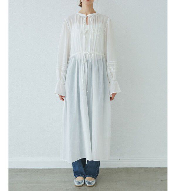 Rope&rsquo;Picnic「【接触冷感・通気性】お着軽シャツシリーズ/綿ボイルガウンワンピース」|ワンピース|