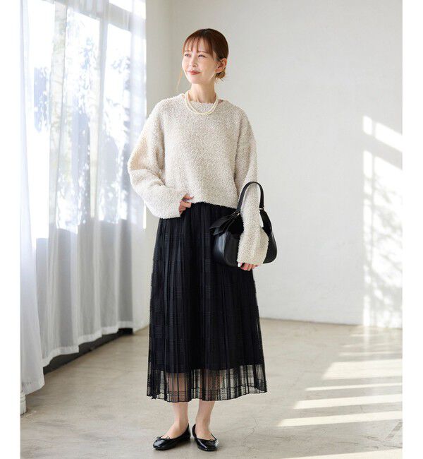 Rope&rsquo;Picnic「スパンコール混リボンヤーンニットプルオーバー」|ニット・セーター|