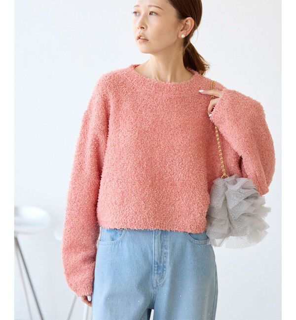 Rope&rsquo;Picnic「スパンコール混リボンヤーンニットプルオーバー」|ニット・セーター|ピンク(63)