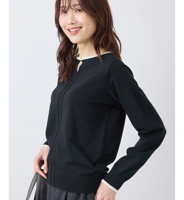 Rope&rsquo;Picnic「ゴールドパーツ配色ニットプルオーバー/帯電防止・アンチピリング・洗濯機OK」|ニット・セーター|クロメイン