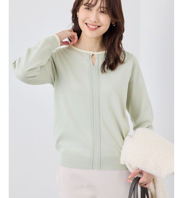 Rope&rsquo;Picnic「ゴールドパーツ配色ニットプルオーバー/帯電防止・アンチピリング・洗濯機OK」|ニット・セーター|