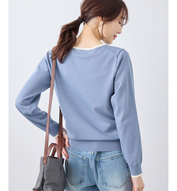 Rope&rsquo;Picnic「ゴールドパーツ配色ニットプルオーバー/帯電防止・アンチピリング・洗濯機OK」|ニット・セーター|