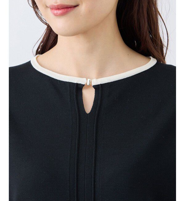 Rope&rsquo;Picnic「ゴールドパーツ配色ニットプルオーバー/帯電防止・アンチピリング・洗濯機OK」|ニット・セーター|