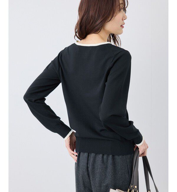 Rope&rsquo;Picnic「ゴールドパーツ配色ニットプルオーバー/帯電防止・アンチピリング・洗濯機OK」|ニット・セーター|