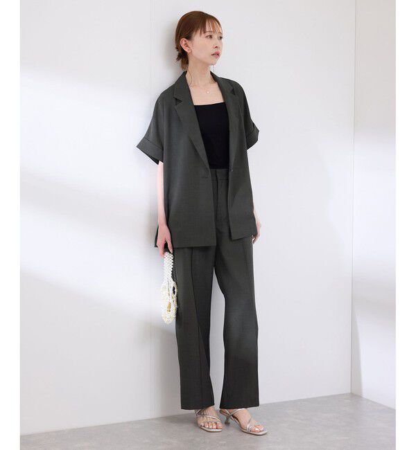 Rope&rsquo;Picnic「【UVカット・速乾】【リネンライク・シリーズ】ピンタックワイドスラックスパンツ/セットアップ対応」|チノ|