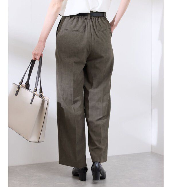 Rope&rsquo;Picnic「【UVカット・速乾】【リネンライク・シリーズ】ピンタックワイドスラックスパンツ/セットアップ対応」|チノ|