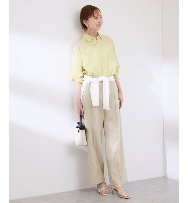 Rope&rsquo;Picnic「【UVカット・速乾】【リネンライク・シリーズ】ピンタックワイドスラックスパンツ/セットアップ対応」|チノ|