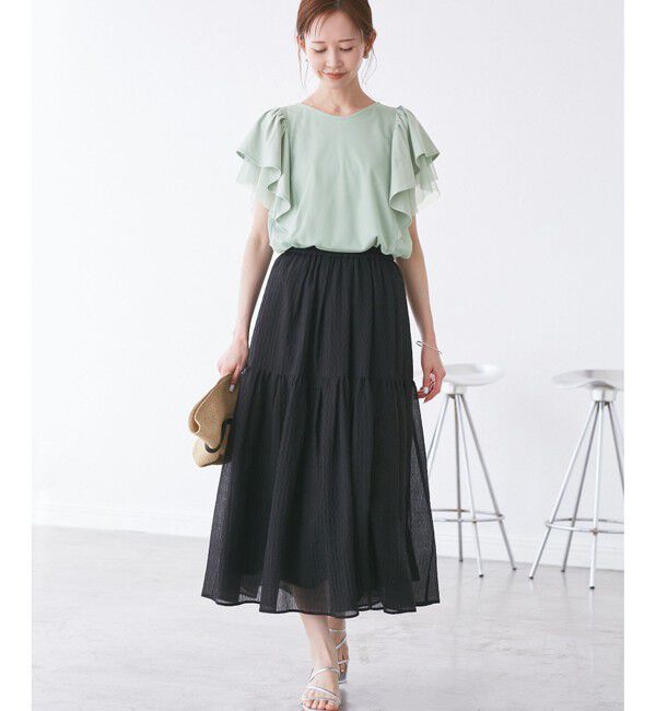 Rope&rsquo;Picnic「【UVカット・接触冷感】Cutee チュールフリルトップス」|Tシャツ・カットソー|