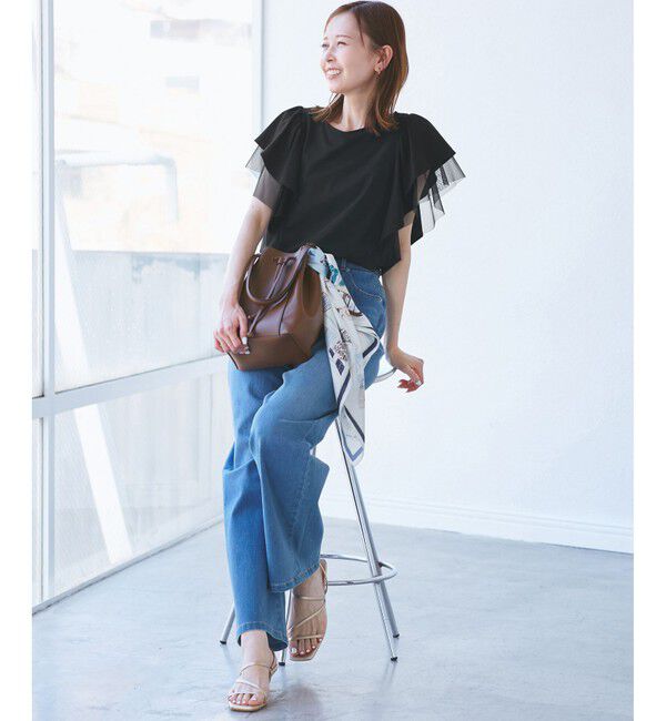 Rope&rsquo;Picnic「【UVカット・接触冷感】Cutee チュールフリルトップス」|Tシャツ・カットソー|