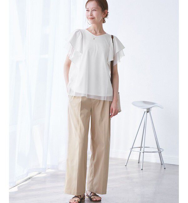 Rope&rsquo;Picnic「【UVカット・接触冷感】Cutee チュールフリルトップス」|Tシャツ・カットソー|