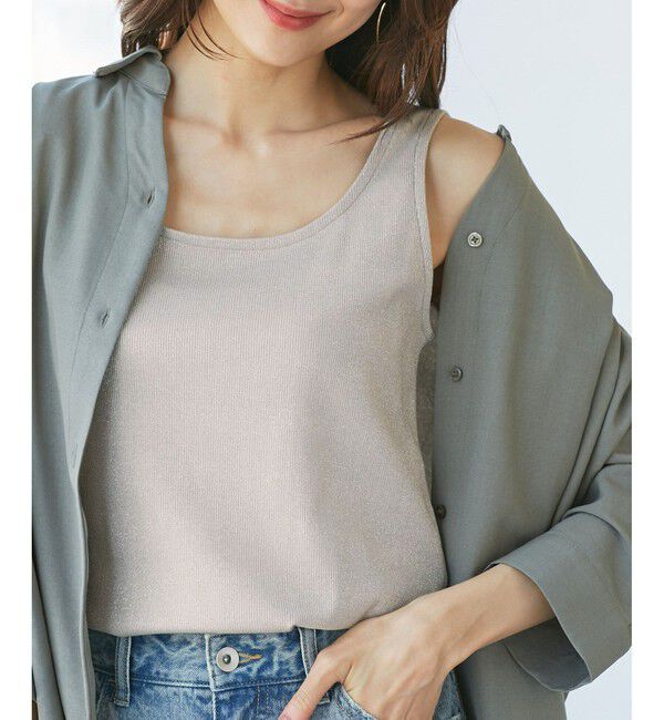 Rope&rsquo;Picnic「ラメテレコタンクトップ」|タンクトップ|ライトグレー(08)