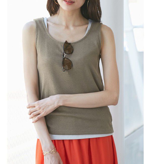 Rope&rsquo;Picnic「ラメテレコタンクトップ」|タンクトップ|カーキー(36)