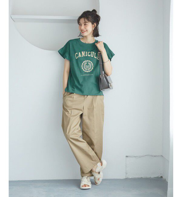 Rope&rsquo;Picnic「袖フリルカレッジロゴTシャツ」|Tシャツ・カットソー|