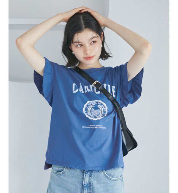 Rope&rsquo;Picnic「袖フリルカレッジロゴTシャツ」|Tシャツ・カットソー|