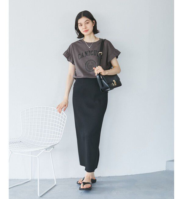 Rope&rsquo;Picnic「袖フリルカレッジロゴTシャツ」|Tシャツ・カットソー|