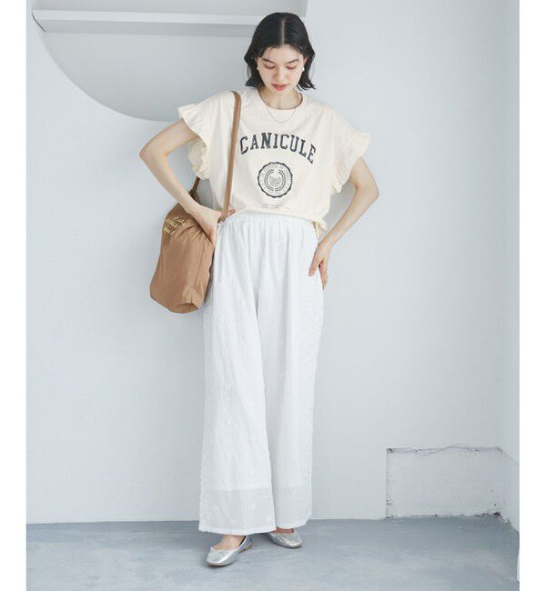 Rope&rsquo;Picnic「袖フリルカレッジロゴTシャツ」|Tシャツ・カットソー|