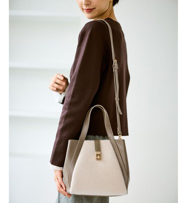 ROPE PICNIC PASSAGE「me fit BAG ホースヘア調コンビスクエアフォルムバッグ/2WAY」|トートバッグ|