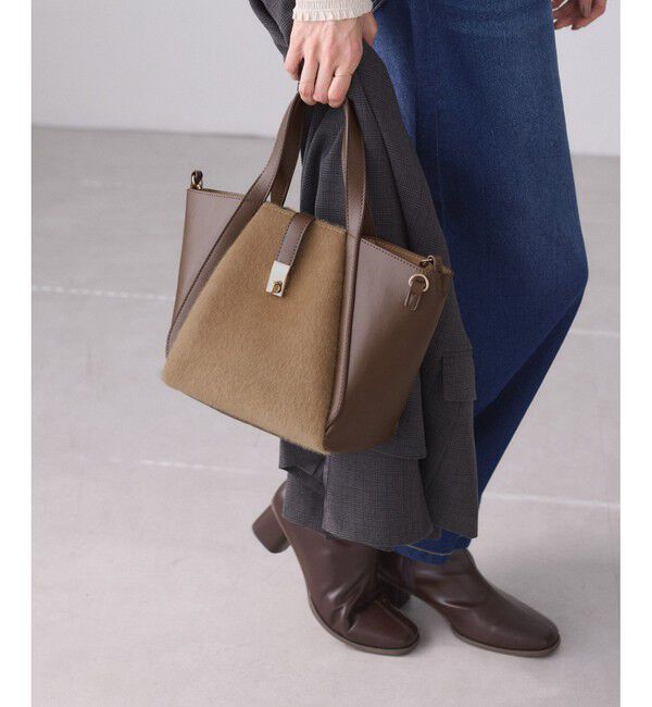 ROPE PICNIC PASSAGE「me fit BAG ホースヘア調コンビスクエアフォルムバッグ/2WAY」|トートバッグ|