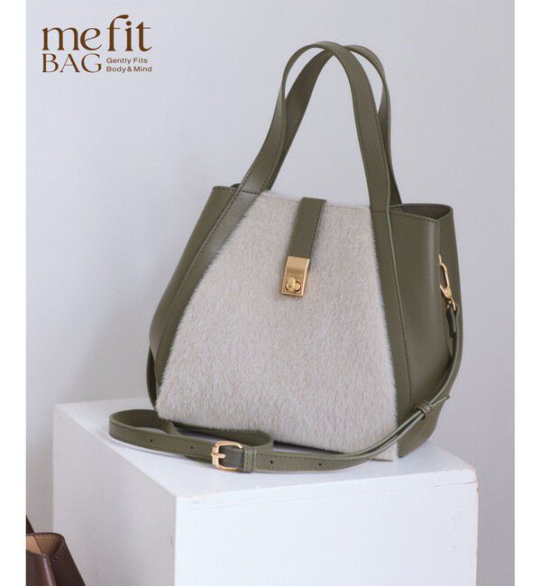 ROPE PICNIC PASSAGE「me fit BAG ホースヘア調コンビスクエアフォルムバッグ/2WAY」|トートバッグ|カーキー系(38)