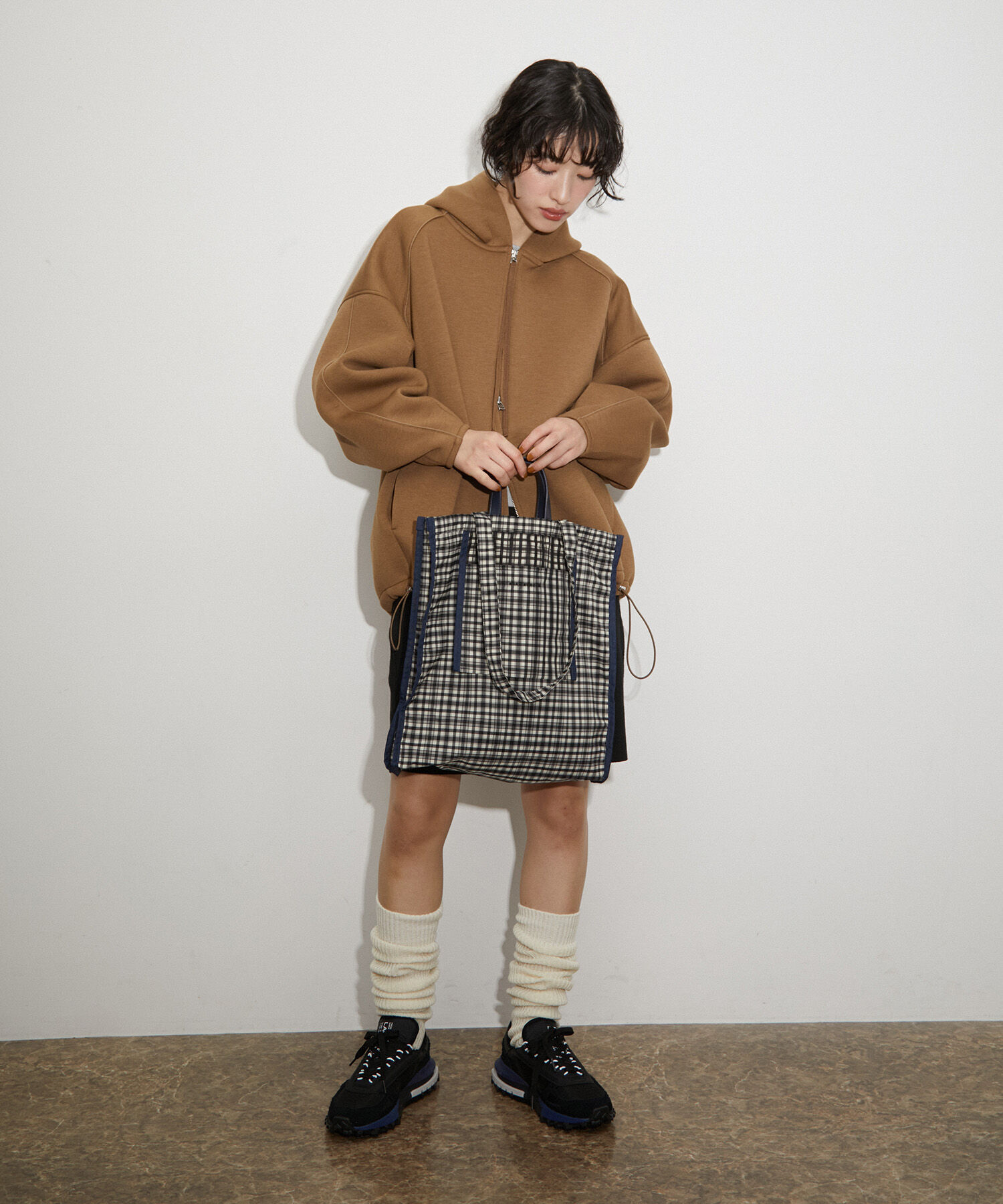 ADAM ET ROPE'「【サステナブル】2WAYチェックトートバッグ(撥水)」|トートバッグ|