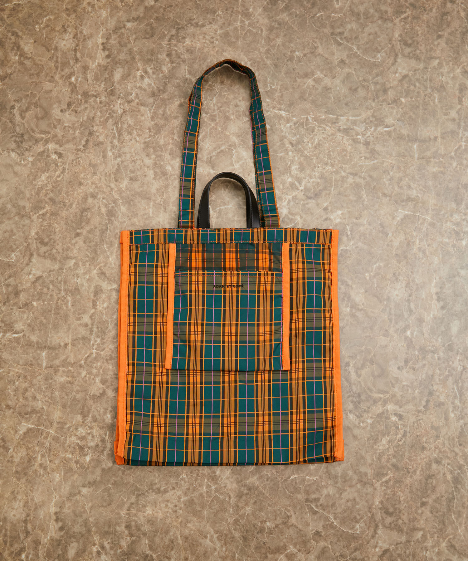 ADAM ET ROPE'「【サステナブル】2WAYチェックトートバッグ(撥水)」|トートバッグ|オレンジ(70)