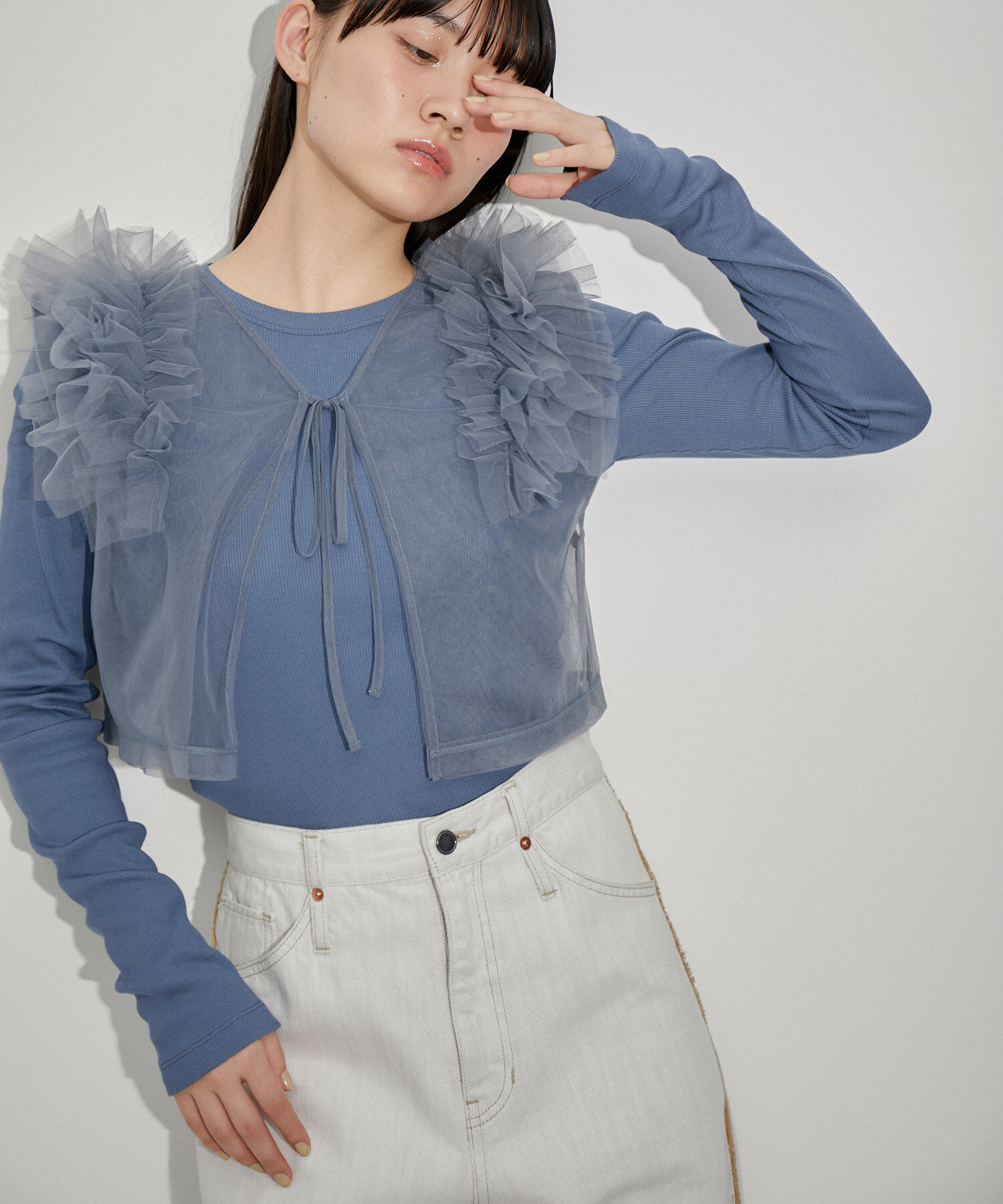 ADAM ET ROPE'「【サステナブル・SETアイテム】チュールロンTEE」|その他|ブルー(44)