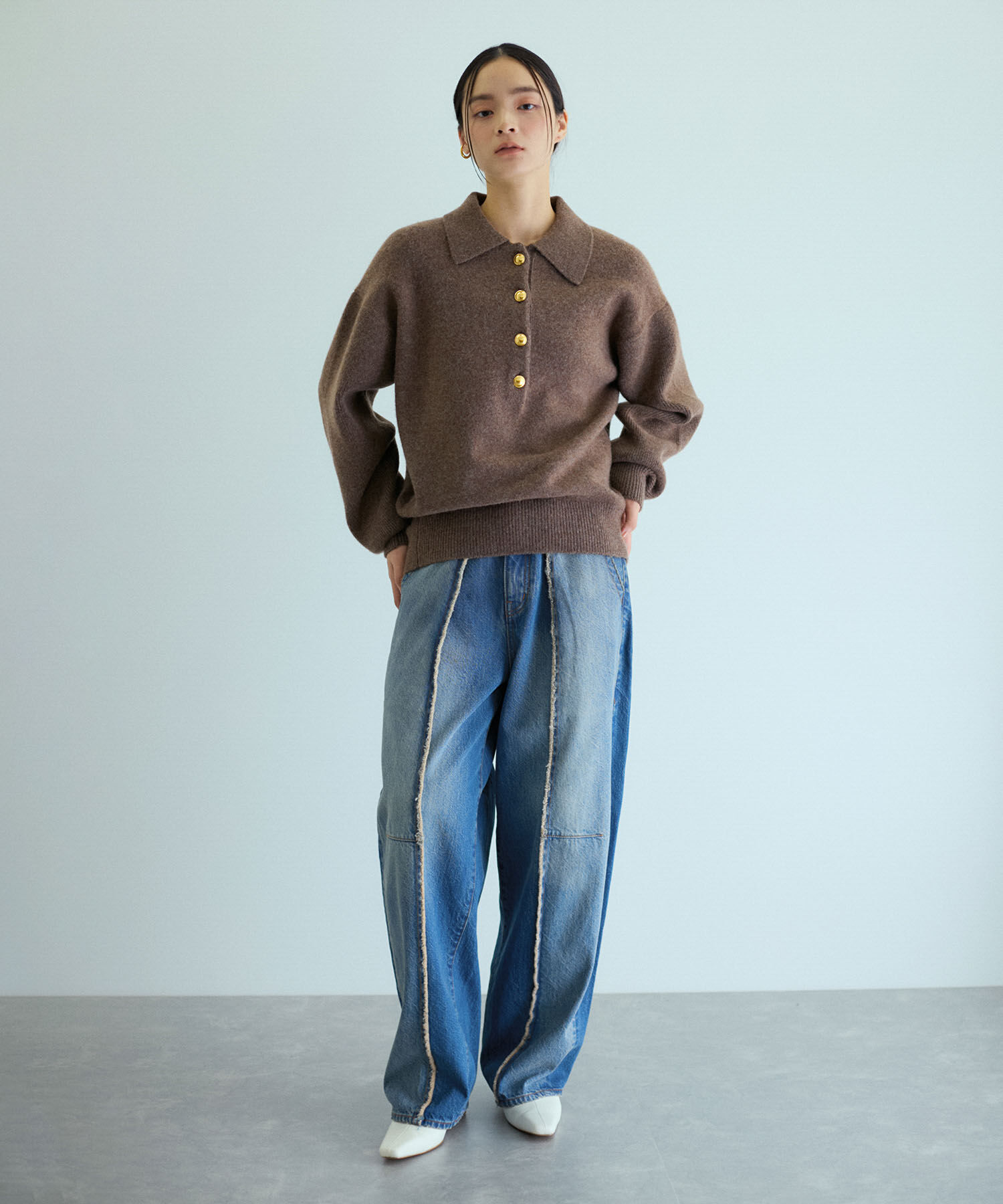 ADAM ET ROPE'「センターフリンジデニム」|デニム|