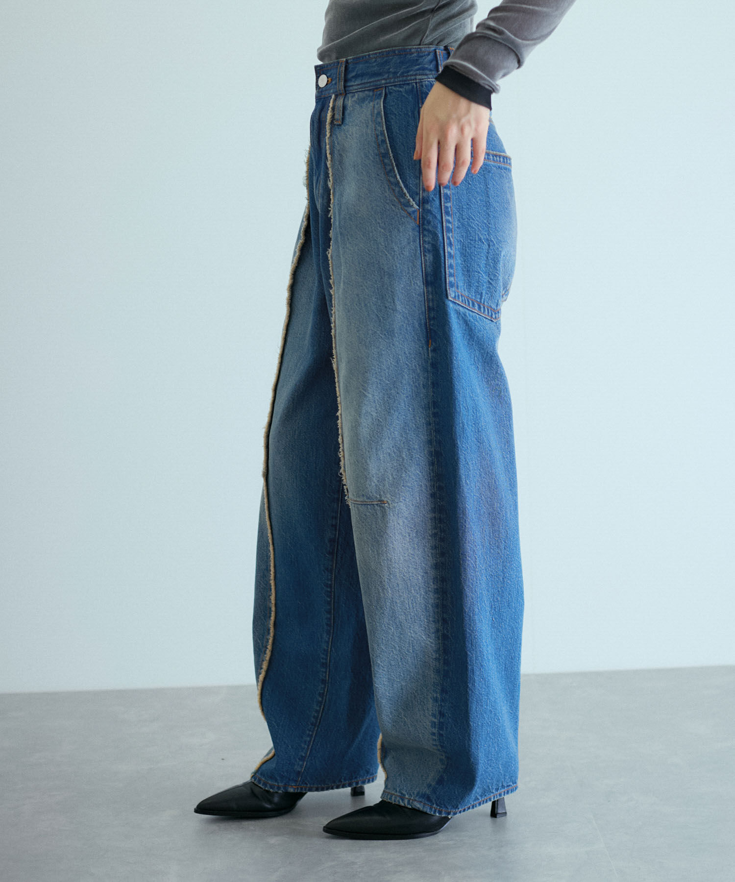 ADAM ET ROPE'「センターフリンジデニム」|デニム|