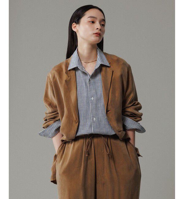 ADAM ET ROPE'「キュプラビスコース シャツジャケット / セットアップ対応」|シャツ・ブラウス|