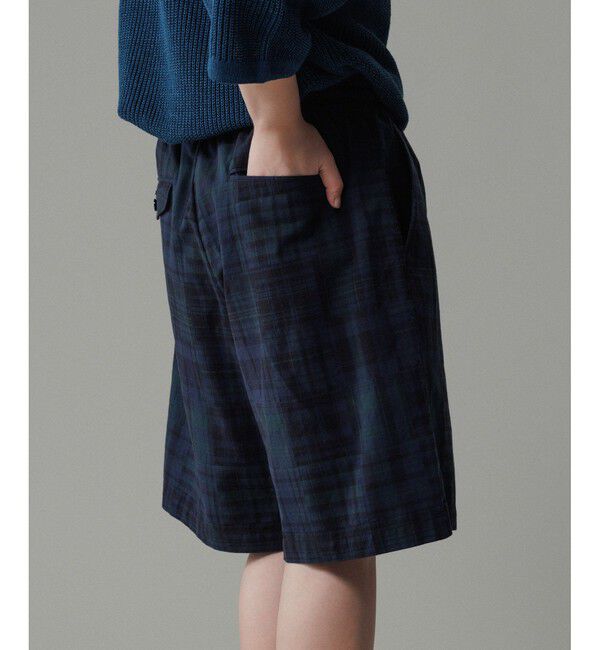 ADAM ET ROPE'「パッチワーク マドラスチェック ワイド イージーショーツ / セットアップ対応」|チノ|